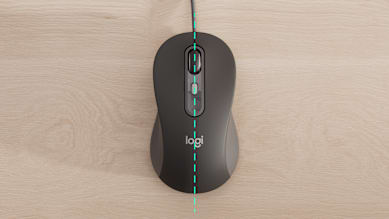 Signature Wired M520 mouse highlighting ambidextrous shape